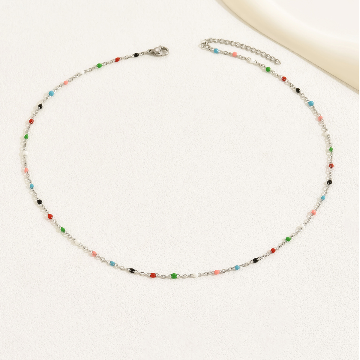 201 Stainless Steel 18K Gold Plated Casual Simple Style Beaded Plating Colorful Necklace display picture 2