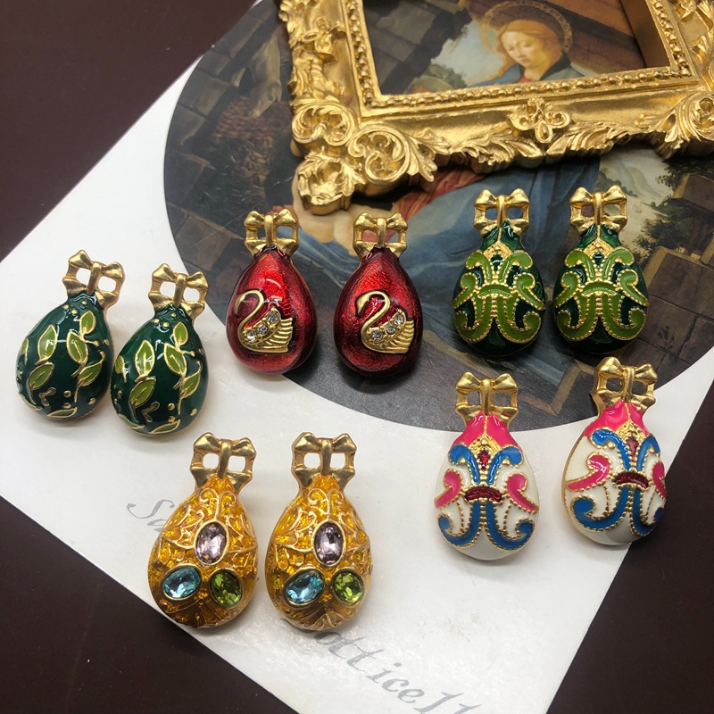 Wholesale Jewelry Retro Geometric Alloy Zircon Plating Inlay Earrings display picture 3