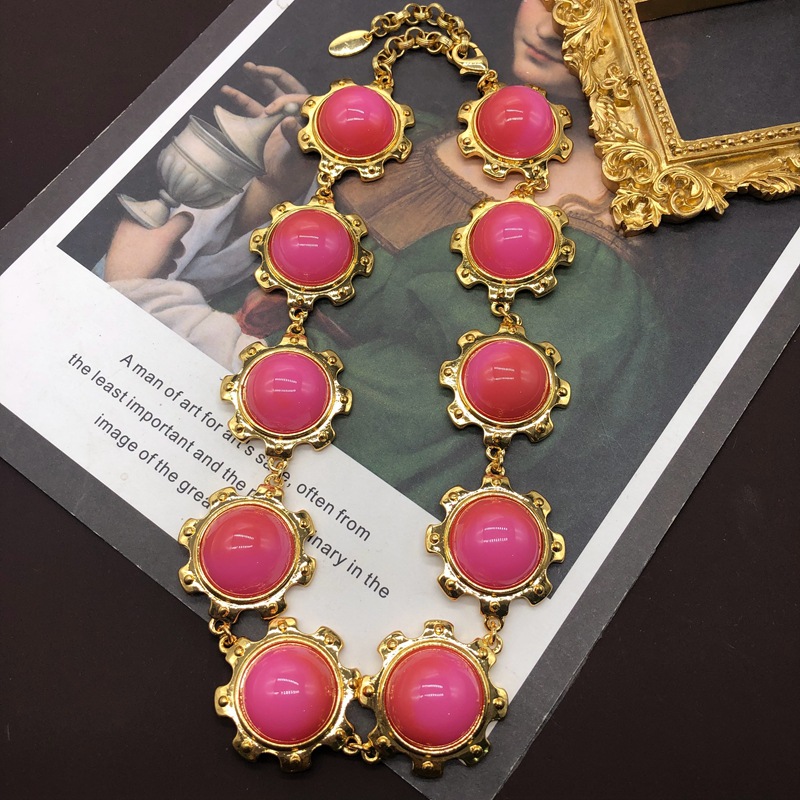 Retro Round Resin Alloy Wholesale Bracelets Earrings Necklace display picture 4