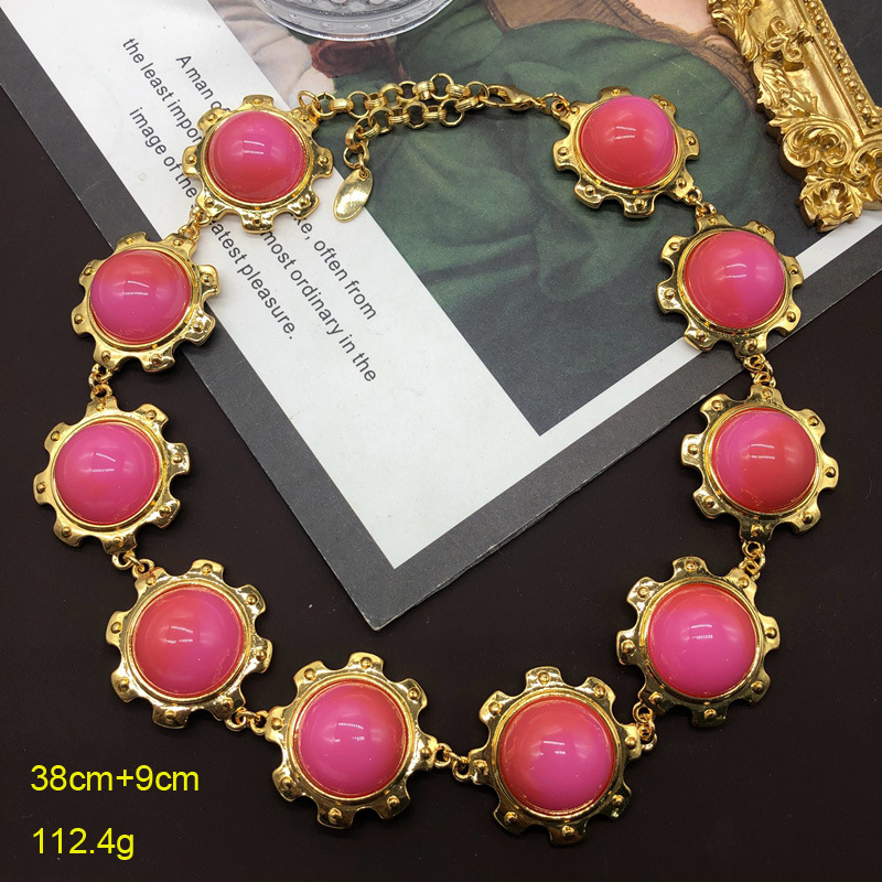 Retro Round Resin Alloy Wholesale Bracelets Earrings Necklace display picture 6