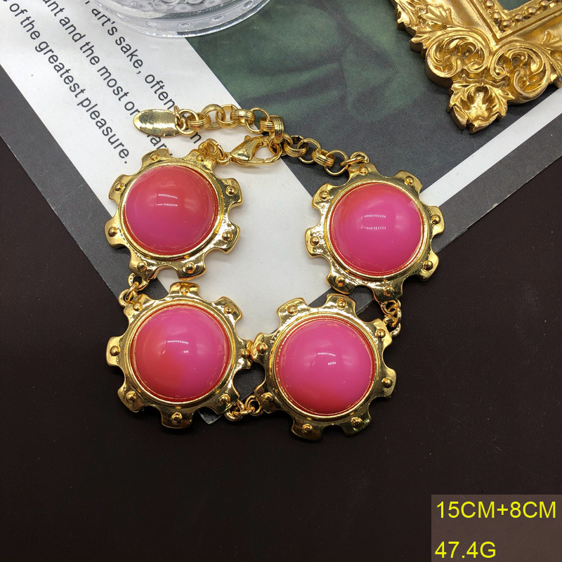 Retro Round Resin Alloy Wholesale Bracelets Earrings Necklace display picture 7