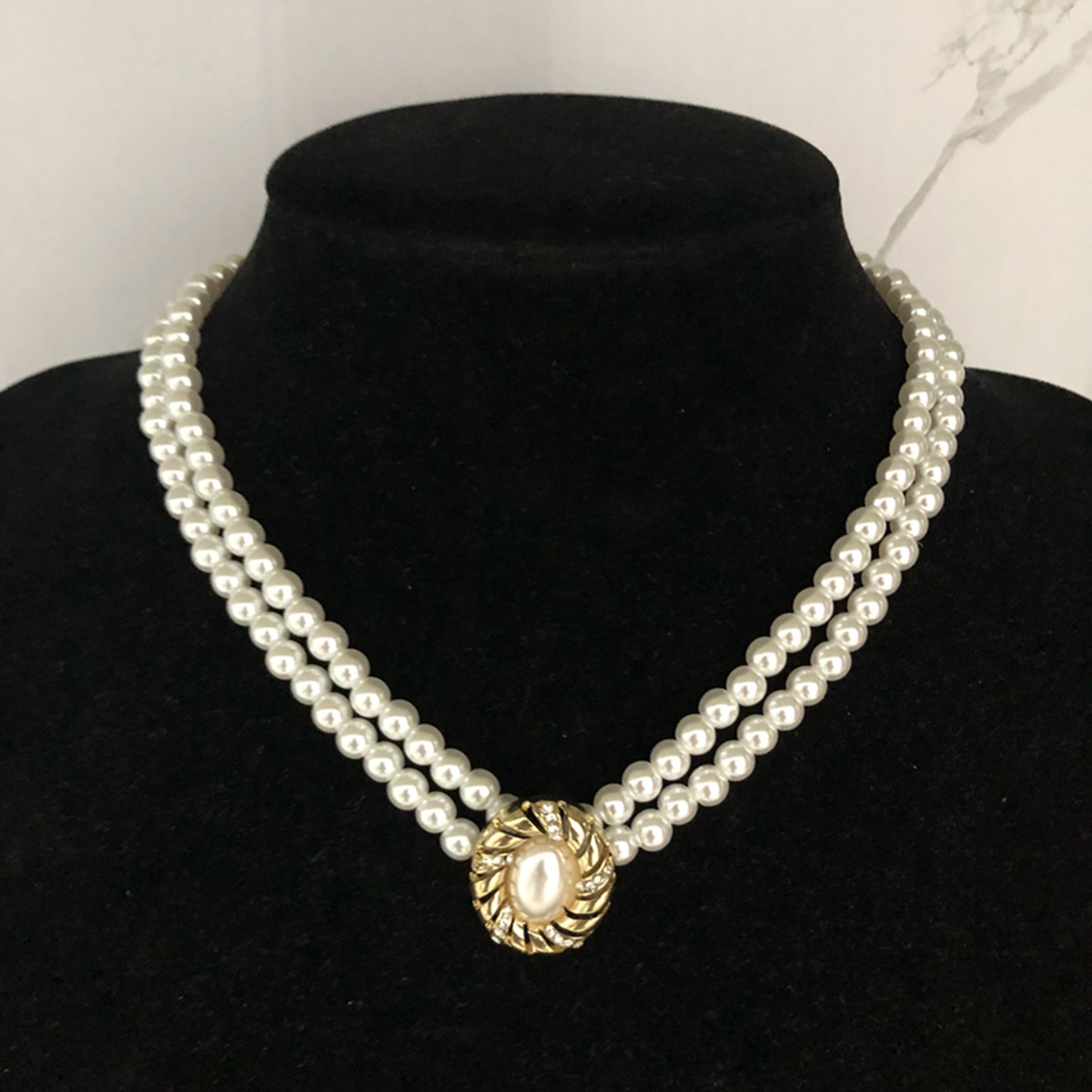 Retro Oval Künstliche Perlen Legierung Großhandel Ohrringe Halskette display picture 8