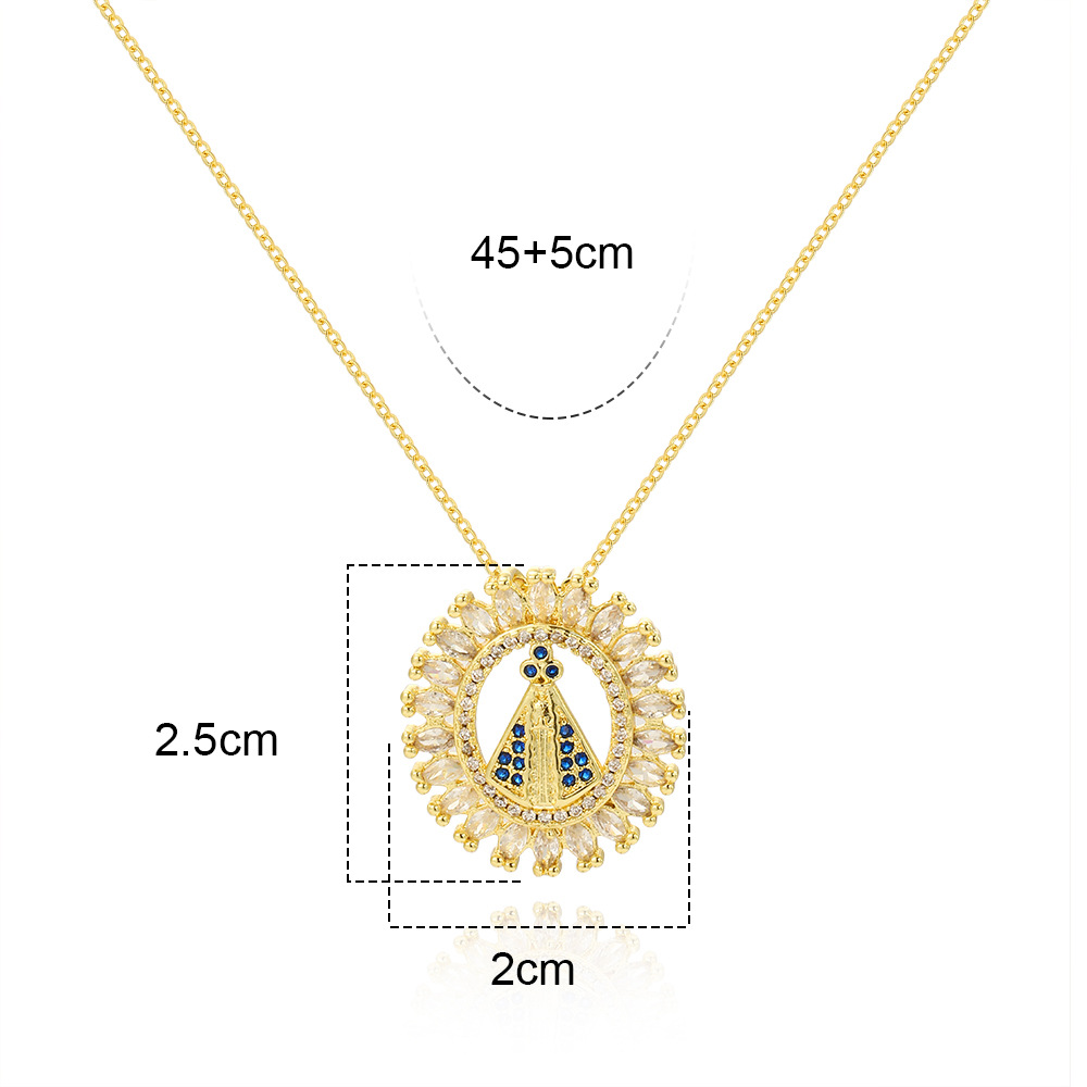 Elegant Dame Geometrisch Kupfer Inlay Zirkon Halskette Mit Anhänger display picture 1