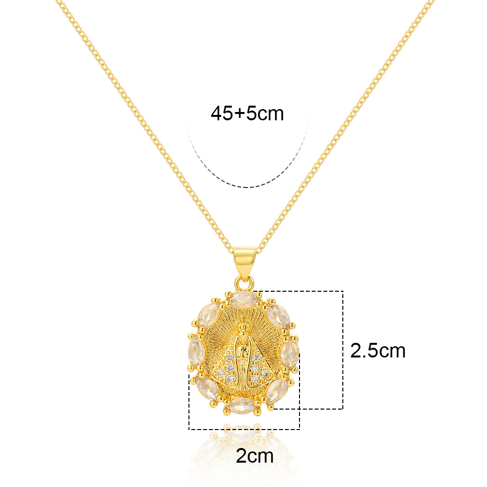 Elegant Dame Geometrisch Kupfer Inlay Zirkon Halskette Mit Anhänger display picture 2