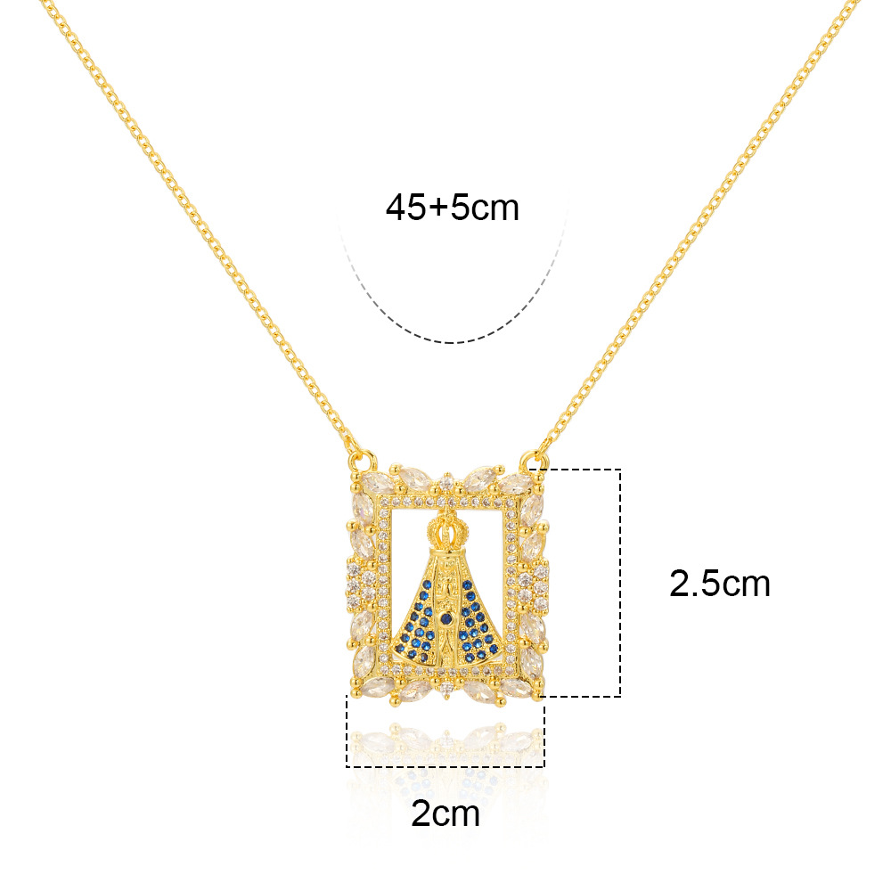 Elegant Dame Geometrisch Kupfer Inlay Zirkon Halskette Mit Anhänger display picture 4