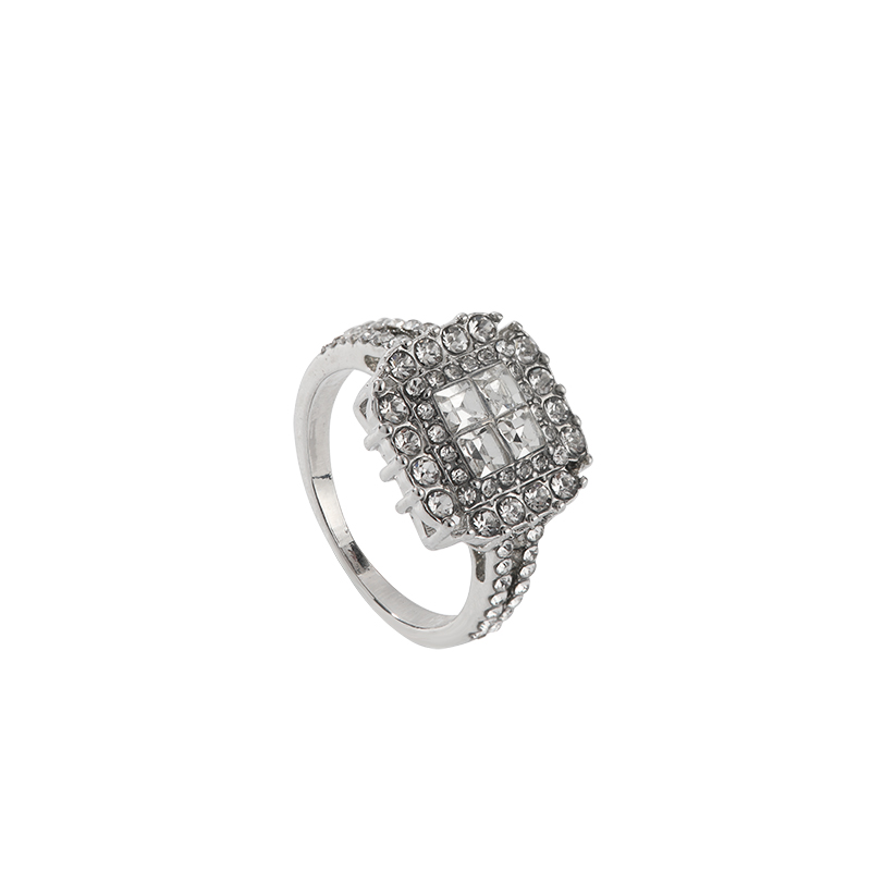 Elegant Classic Style Square Alloy Inlay Rhinestones White Gold Plated Women's Rings display picture 2