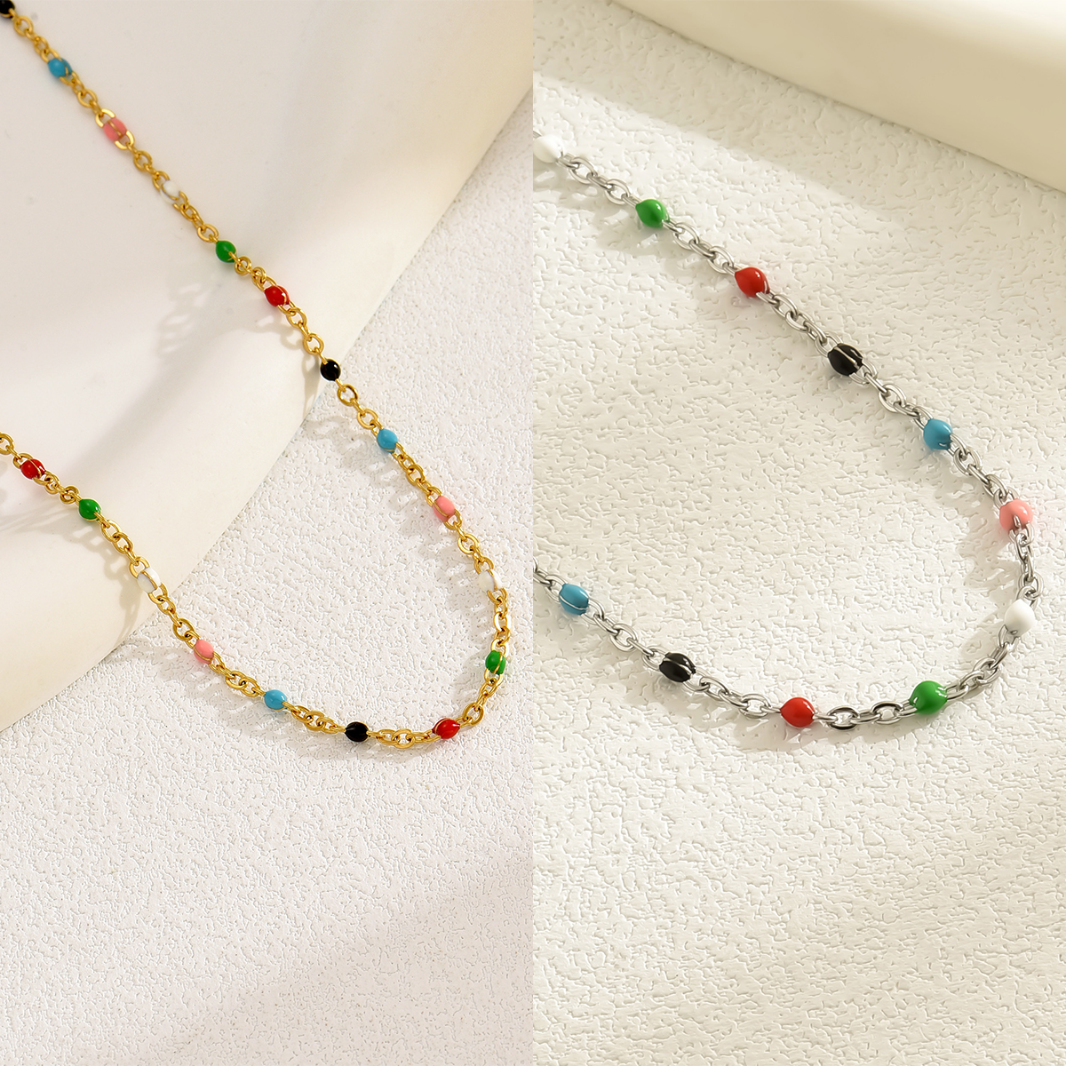 201 Stainless Steel 18K Gold Plated Casual Simple Style Beaded Plating Colorful Necklace display picture 10