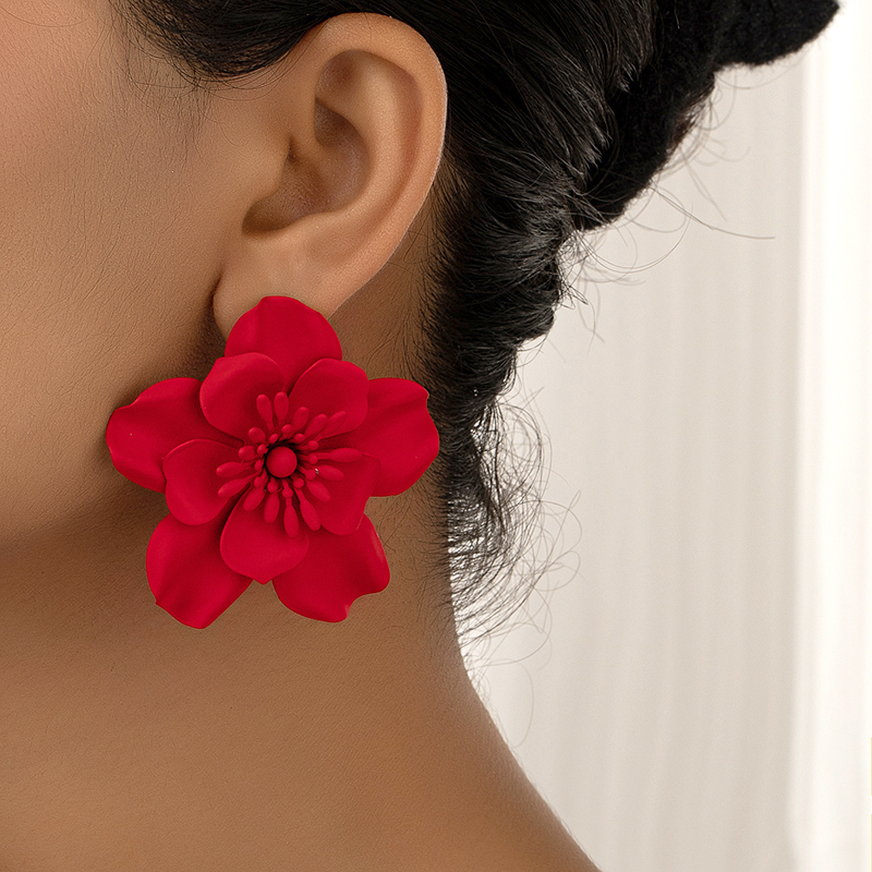 1 Pair French Style Commute Korean Style Flower Stoving Varnish Plating Alloy Ear Studs display picture 3