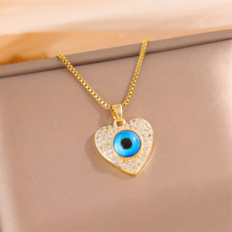 201 Stainless Steel 18K Gold Plated Sweet Plating Inlay Round Oval Heart Shape Artificial Diamond Pendant Necklace display picture 20