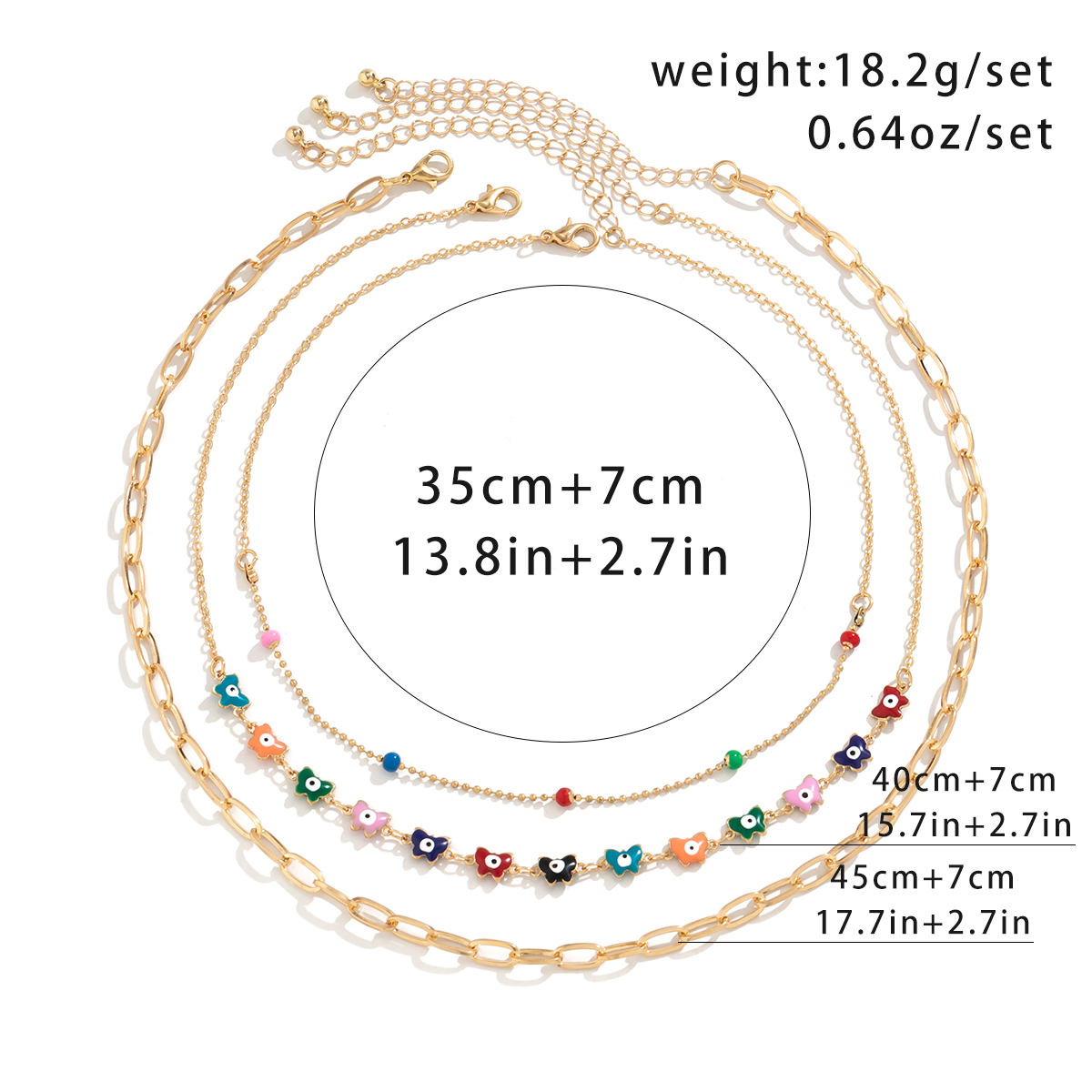 Cute Pastoral Simple Style Irregular Eye Butterfly Copper Irregular Layered Chain Necklace display picture 1