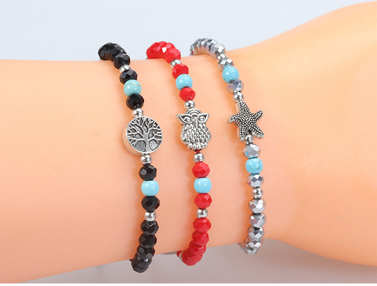 Streetwear Starfish Owl Alloy Rope Unisex Bracelets display picture 7