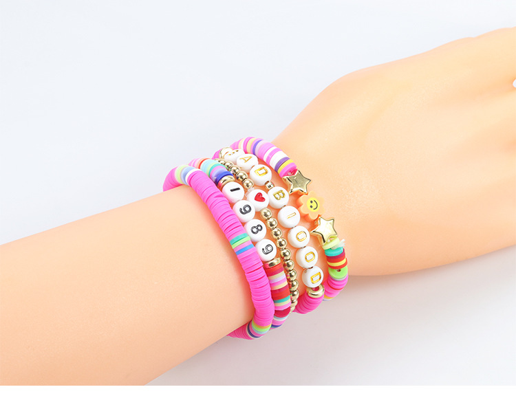 Bohemian Simple Style Letter Colorful Heart Shape Soft Clay Wholesale Bracelets display picture 4