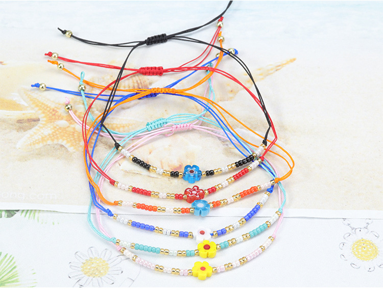 Pastoral Flower Glass Glass Rope Women's Bracelets display picture 1