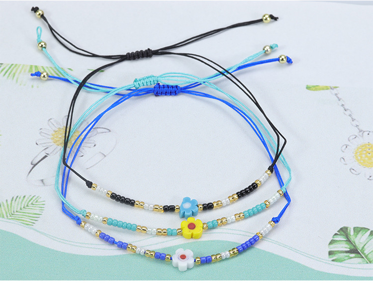 Pastoral Flower Glass Glass Rope Women's Bracelets display picture 2