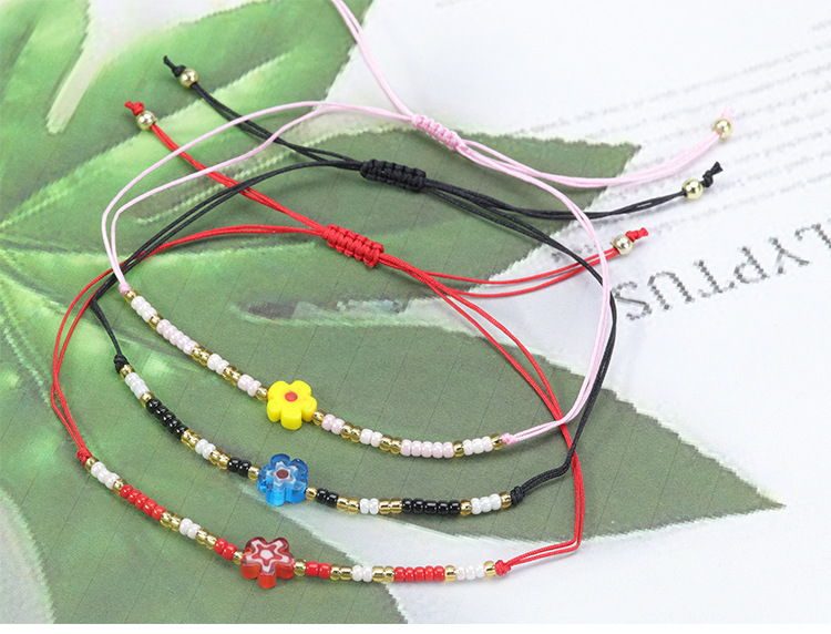 Pastoral Flower Glass Glass Rope Women's Bracelets display picture 4