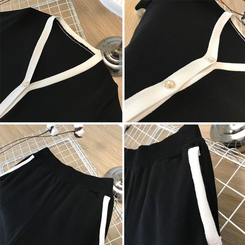 Daily Date Women's Simple Style Color Block Cotton Knit Button Pants Sets Pants Sets display picture 5