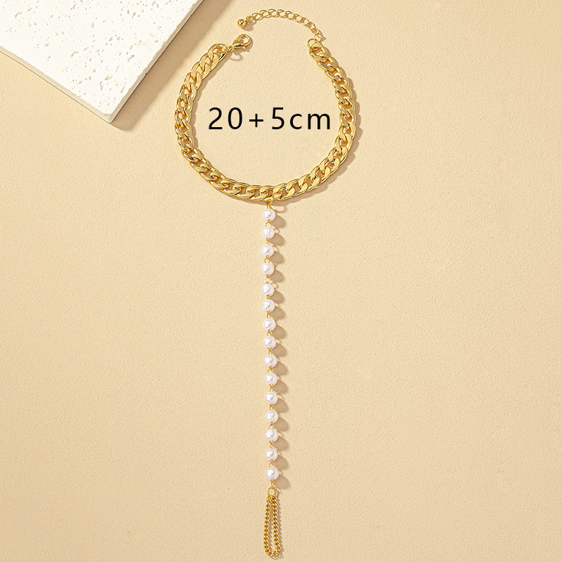 Vacation Beach Korean Style Solid Color Imitation Pearl Alloy Wholesale Anklet display picture 4
