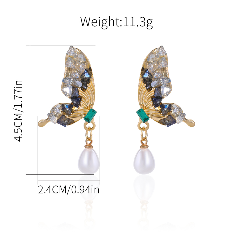 1 Pair Glam Lady Butterfly Inlay Alloy Rhinestones Drop Earrings display picture 7