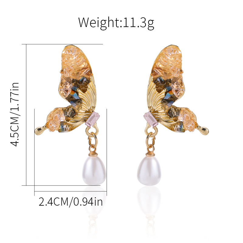1 Paire Glamour Dame Papillon Incruster Alliage Strass Boucles D'oreilles display picture 6