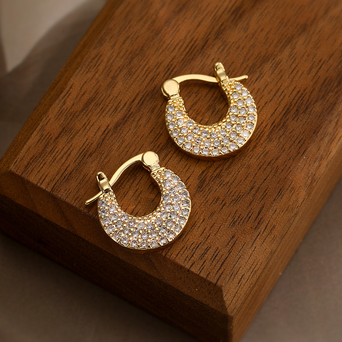 1 Paar Elegant Dame Geometrisch Überzug Inlay Kupfer Zirkon 18 Karat Vergoldet Ohrringe display picture 6