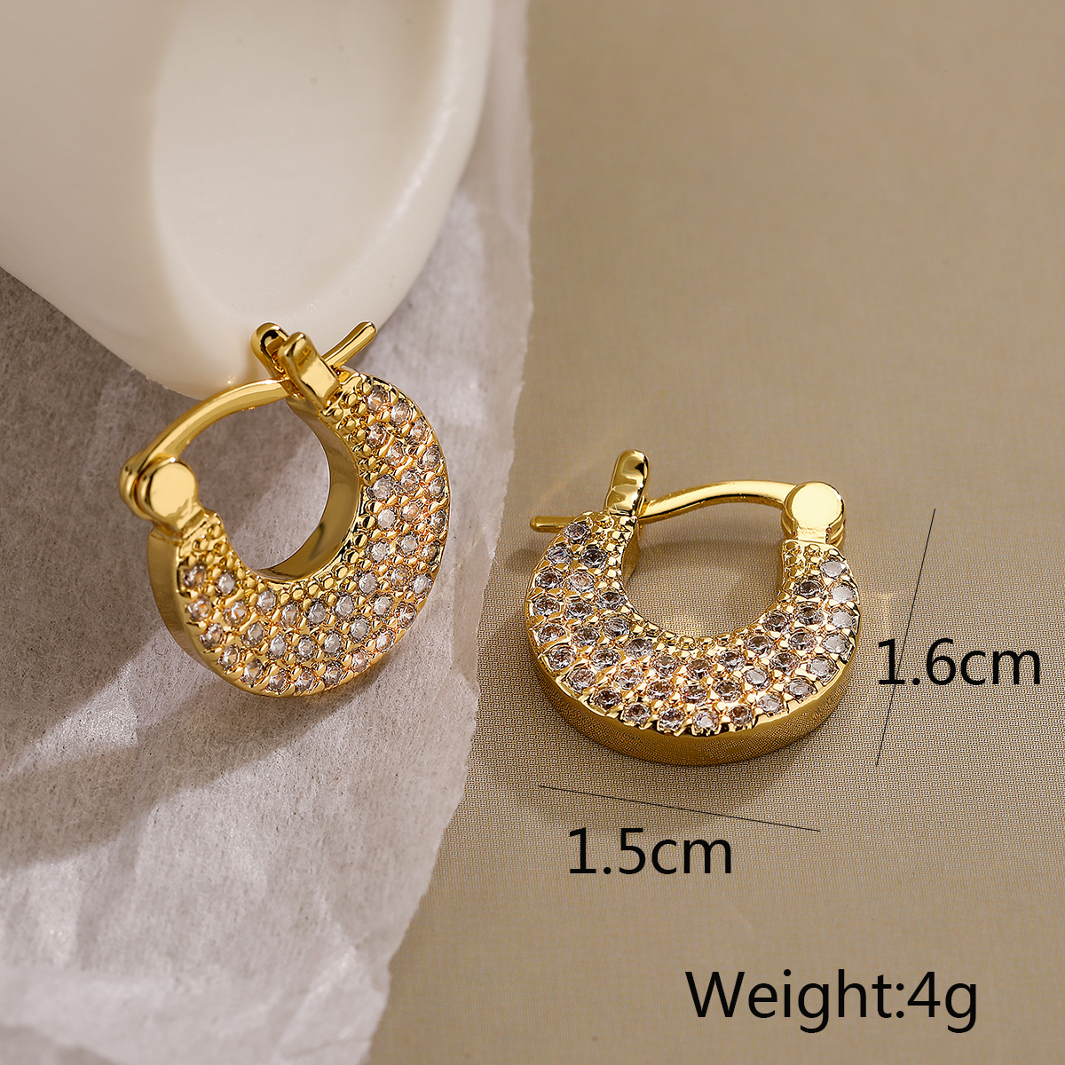 1 Pair Elegant Lady Geometric Plating Inlay Copper Zircon 18k Gold Plated Earrings display picture 2