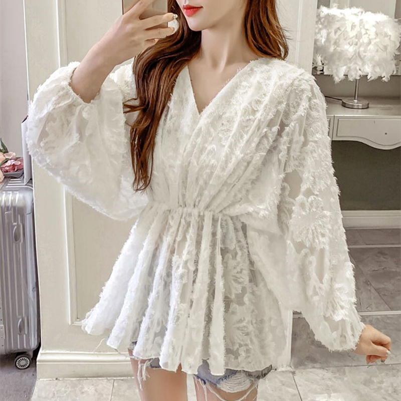 Women's Chiffon Shirt Long Sleeve T-shirts Tassel Streetwear Solid Color display picture 10