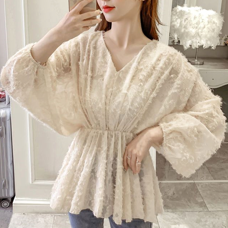 Women's Chiffon Shirt Long Sleeve T-shirts Tassel Streetwear Solid Color display picture 11