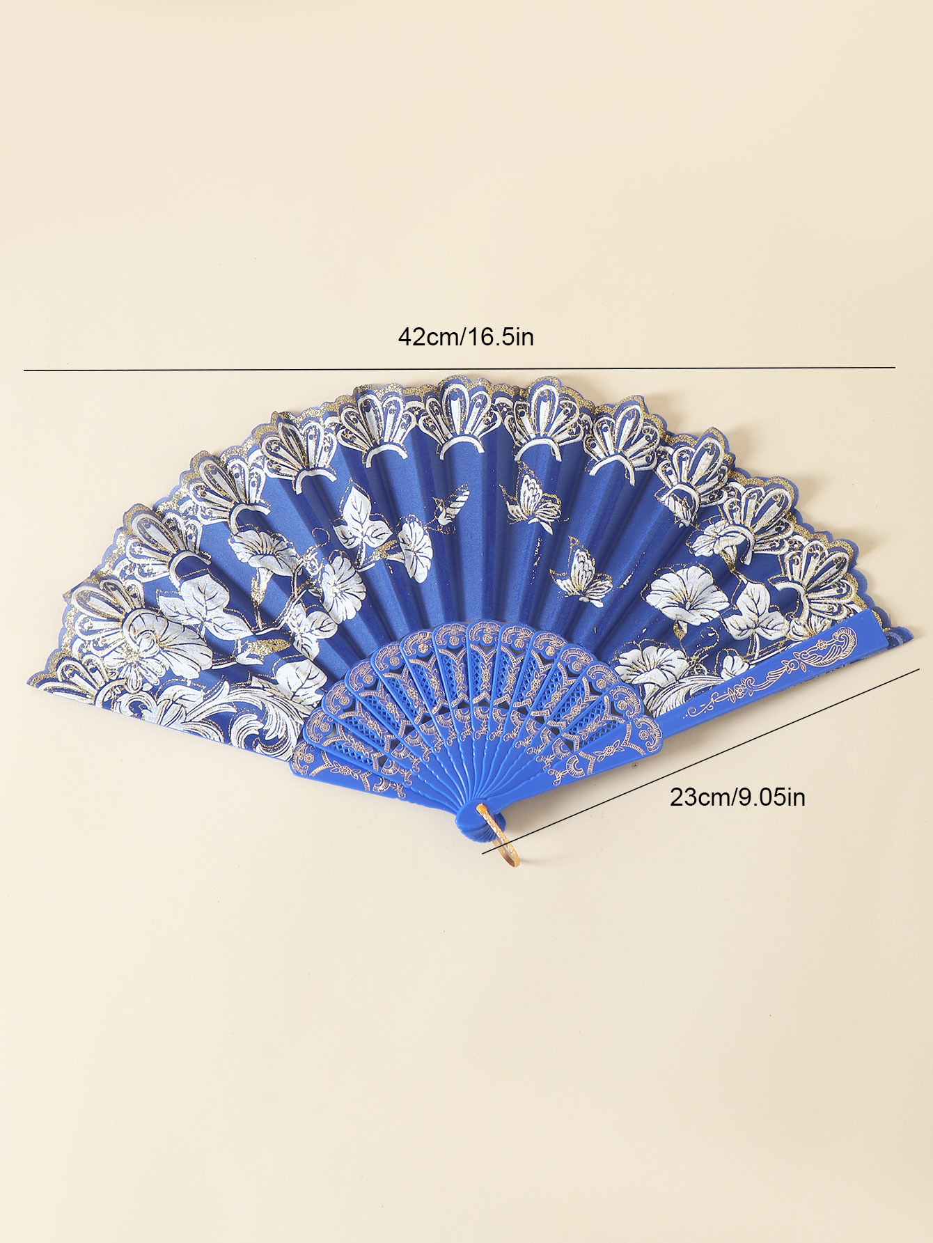 Single Bronzing Large Flower Portable Folding Fan Dance Fan Decorative Fan display picture 1