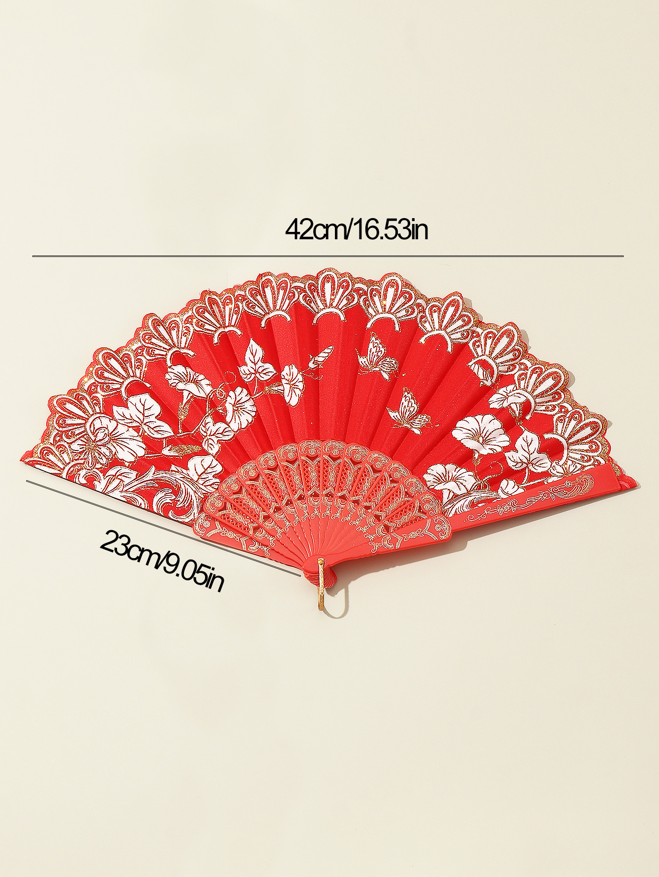 Single Bronzing Large Flower Portable Folding Fan Dance Fan Decorative Fan display picture 6