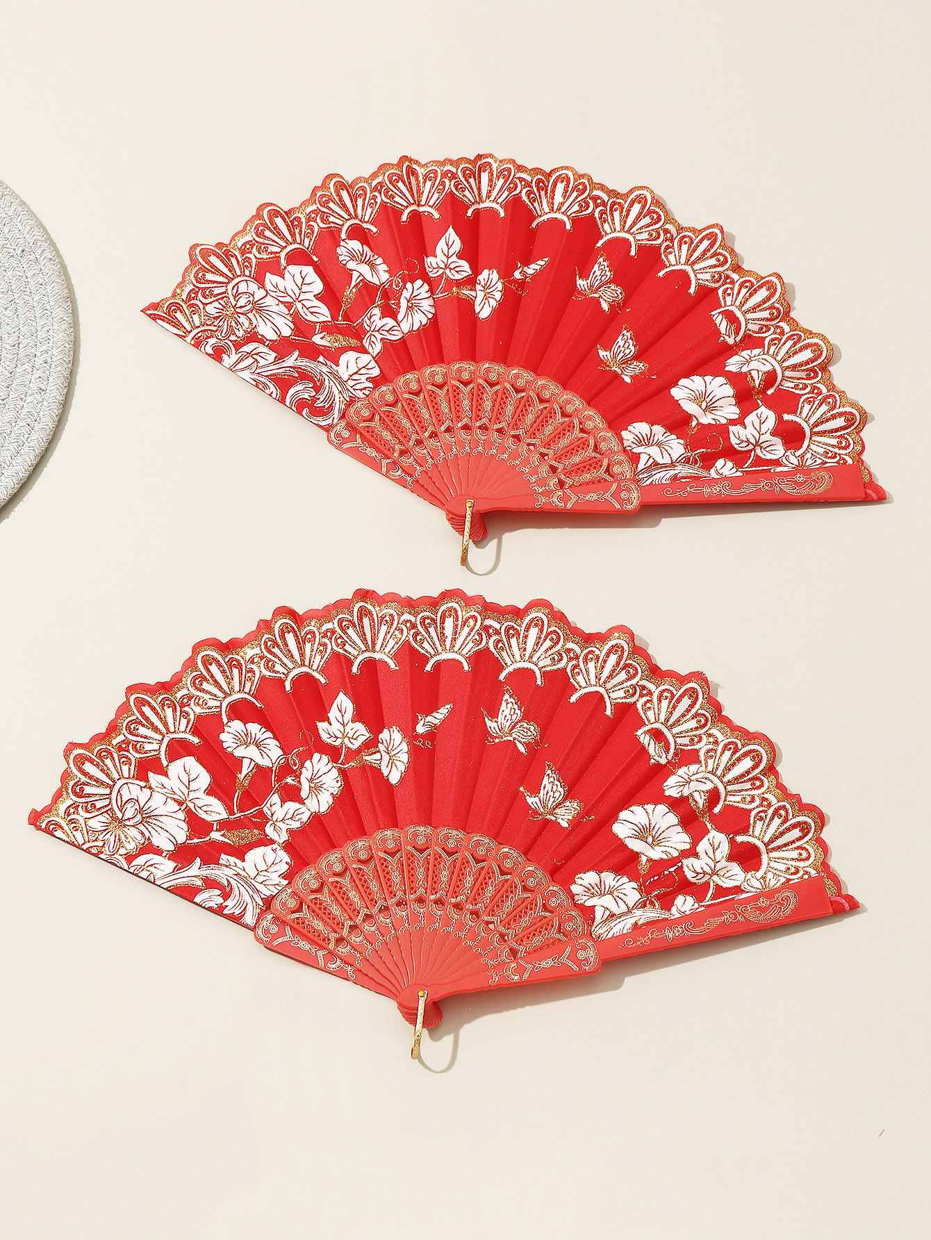 Single Bronzing Large Flower Portable Folding Fan Dance Fan Decorative Fan display picture 7