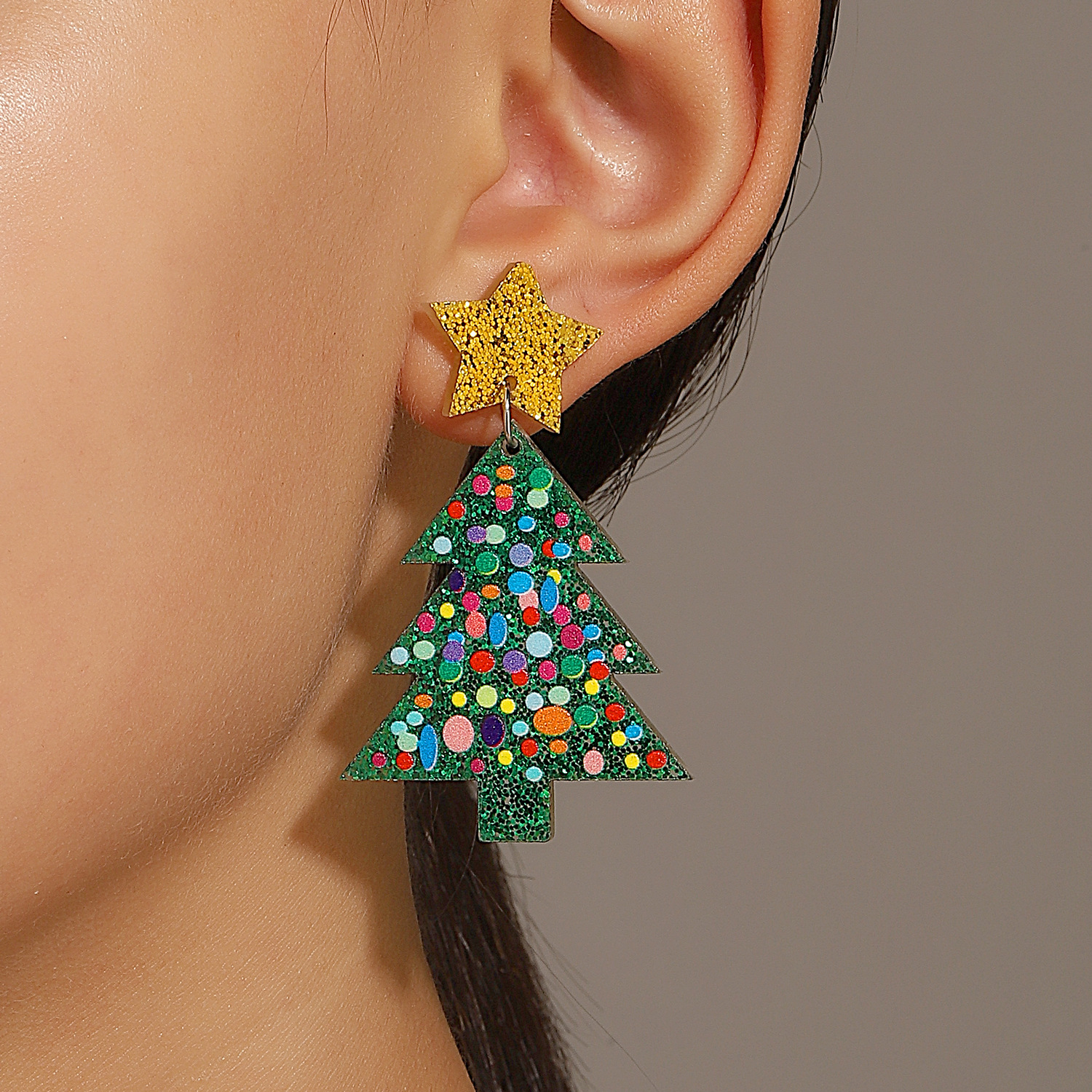 1 Pair Casual Simple Style Cactus Christmas Tree Arylic Drop Earrings display picture 2