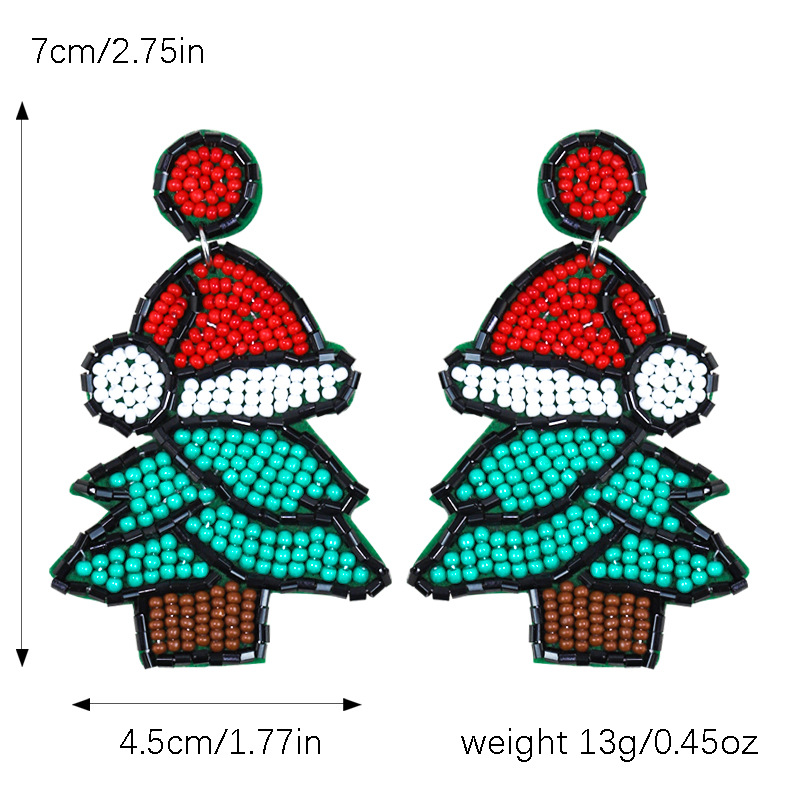 1 Pair Cartoon Style Streetwear Christmas Hat Christmas Tree Plastic Drop Earrings display picture 1