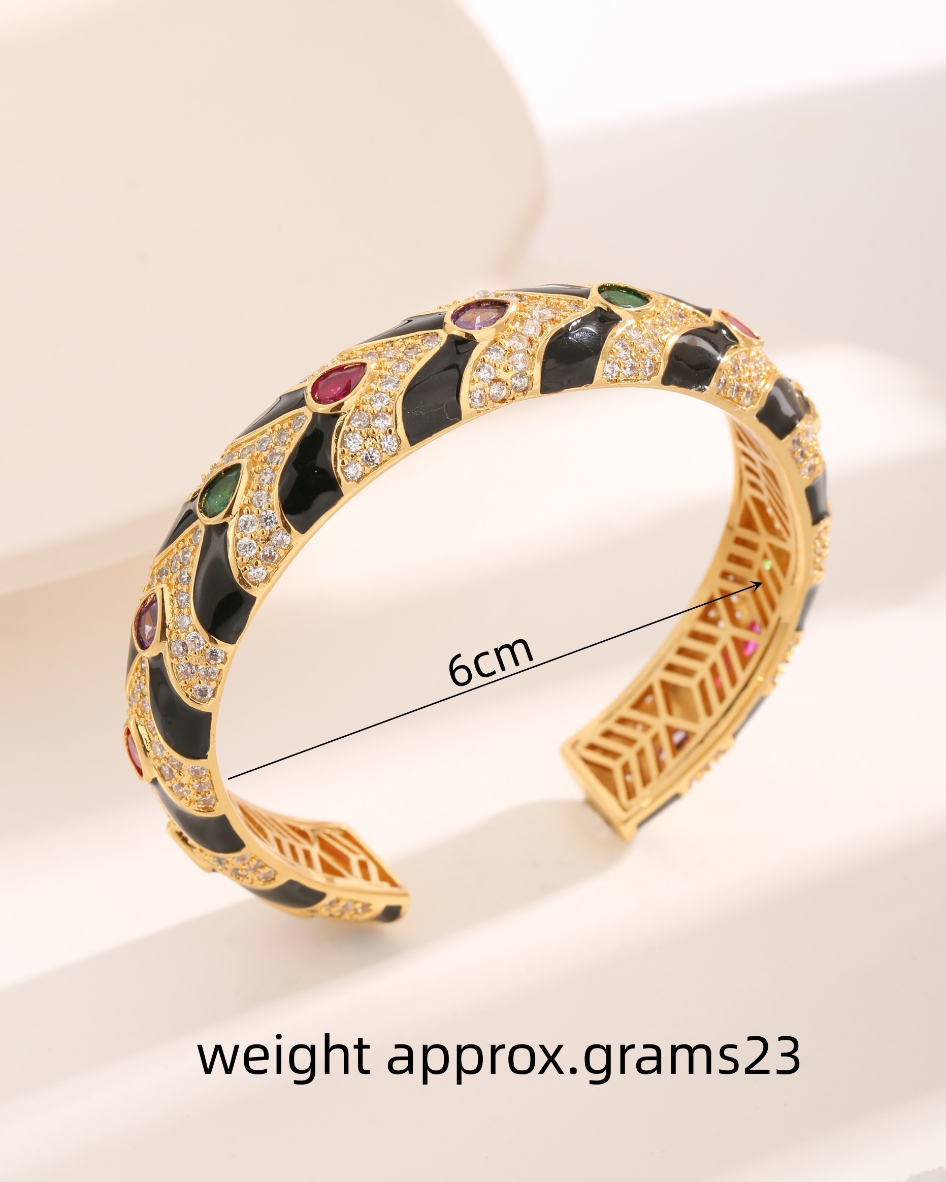 Nordic Style Luxurious French Style Water Droplets Copper Plating Inlay Zircon 18k Gold Plated Bangle display picture 3