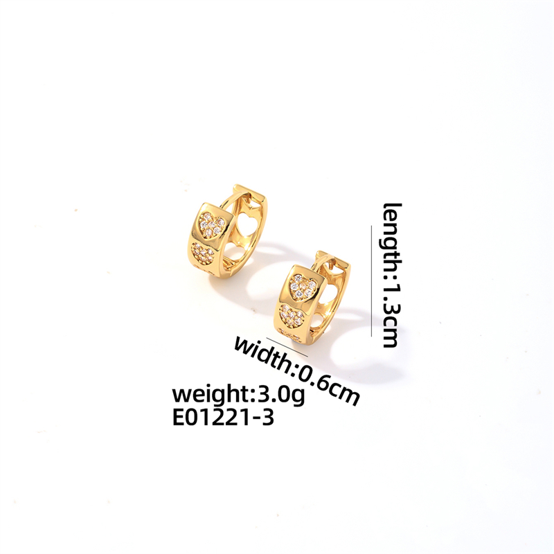 1 Paar Elegant Geometrisch Herzform Überzug Inlay Kupfer Zirkon Vergoldet Ohrringe display picture 1