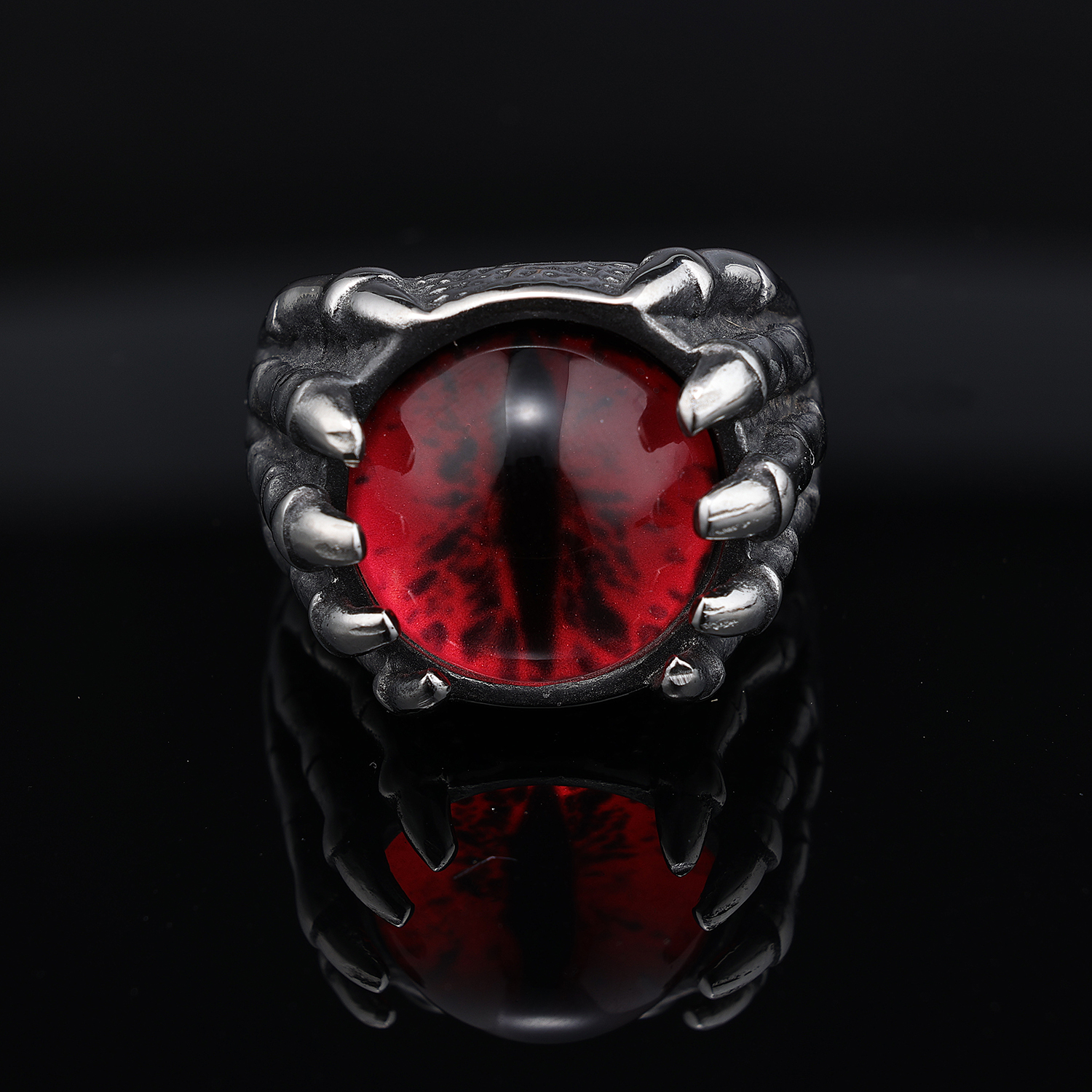 Retro Punk Square Eye 304 Stainless Steel Polishing Inlay Beads Halloween Men'S Rings display picture 4