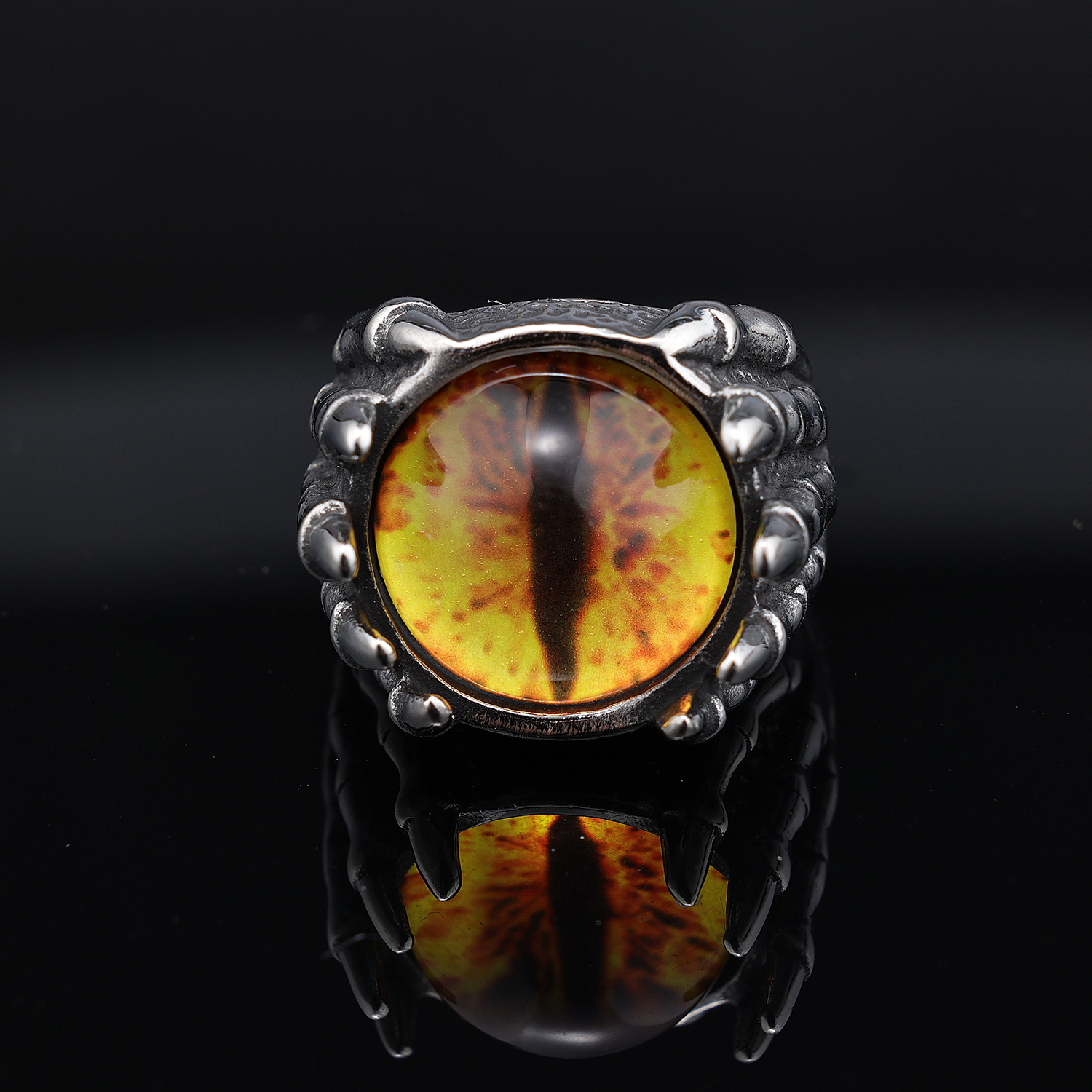 Retro Punk Square Eye 304 Stainless Steel Polishing Inlay Beads Halloween Men'S Rings display picture 2