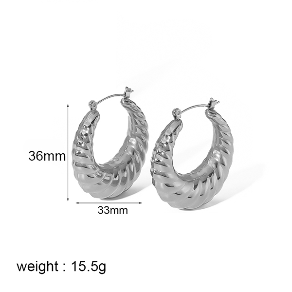 1 Pair Simple Style Classic Style Circle Twist Plating 304 Stainless Steel Hoop Earrings display picture 7