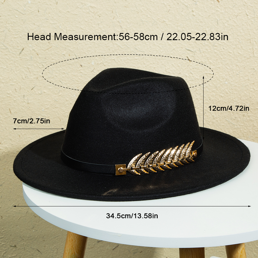 Unisex Retro Classic Style Leaves Solid Color Belt Buckle Wide Eaves Fedora Hat display picture 15