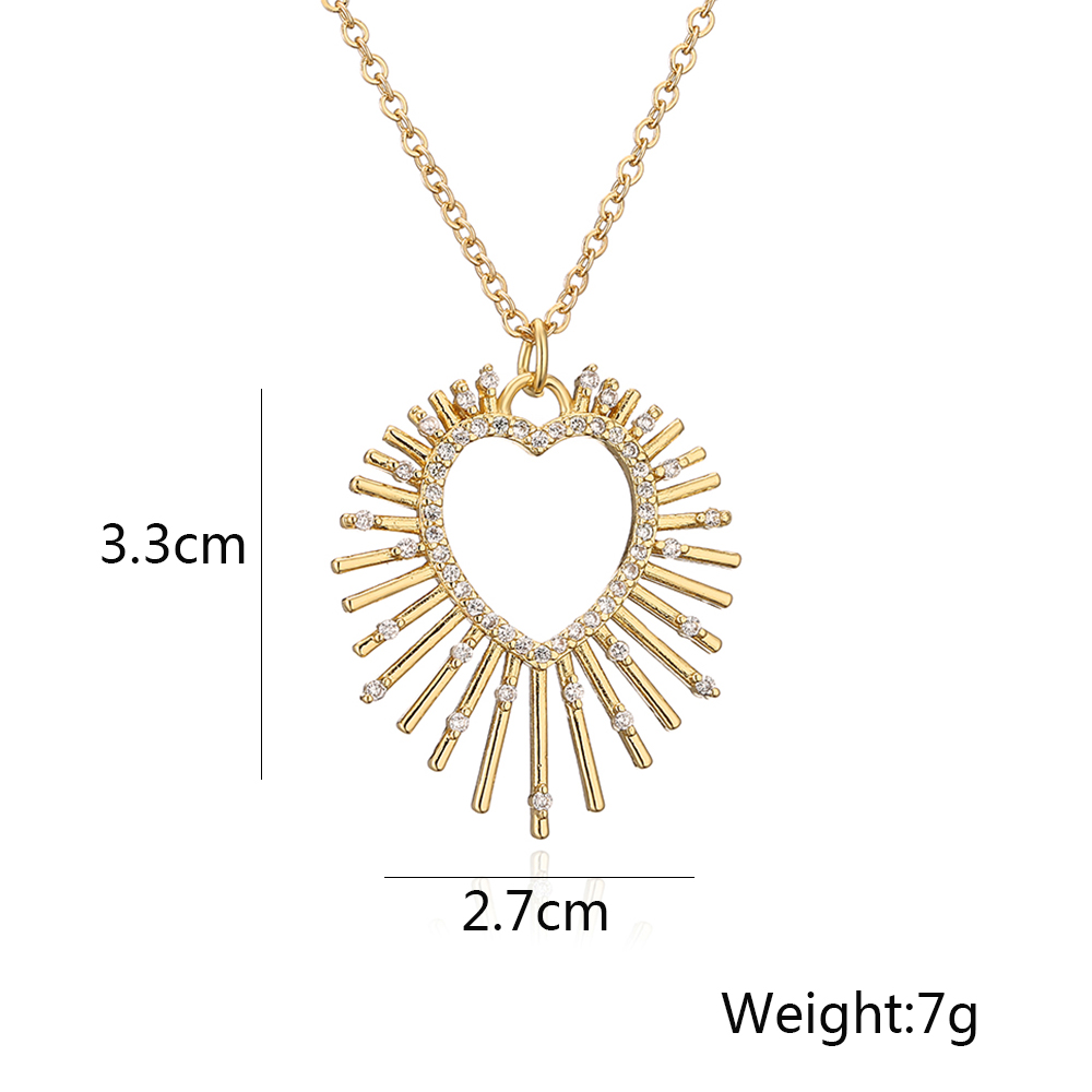 Simple Style Heart Shape Copper Plating Inlay Zircon 18k Gold Plated Pendant Necklace display picture 1