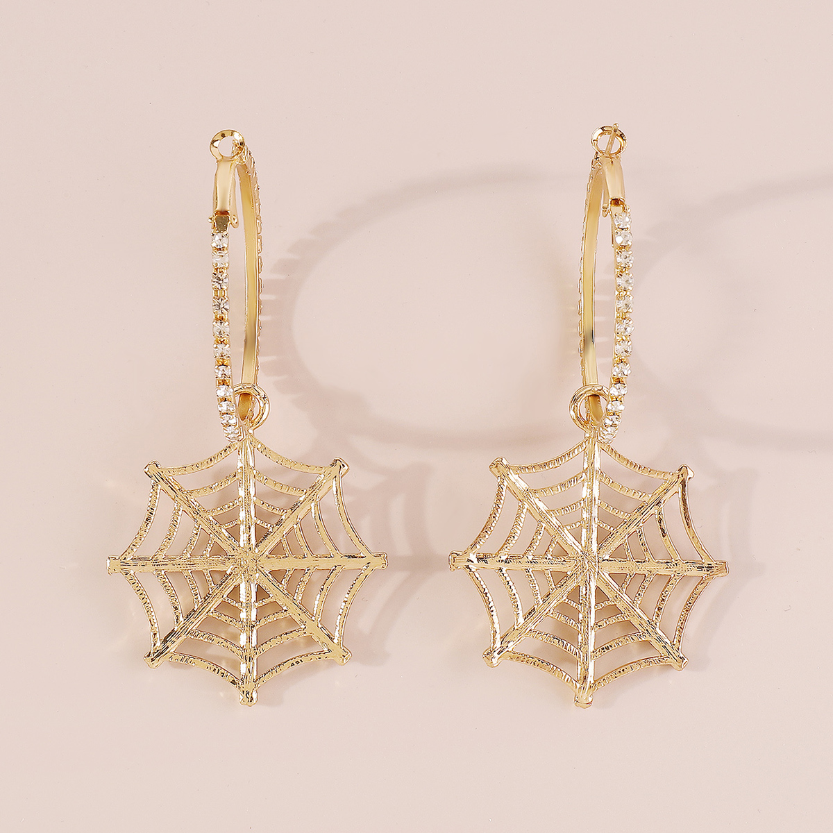 1 Pair Hip-Hop Exaggerated Streetwear Spider Web Hollow Out Inlay Alloy Iron Rhinestones Drop Earrings display picture 12