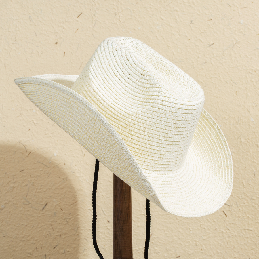Unisex Casual Solid Color Wide Eaves Straw Hat display picture 5