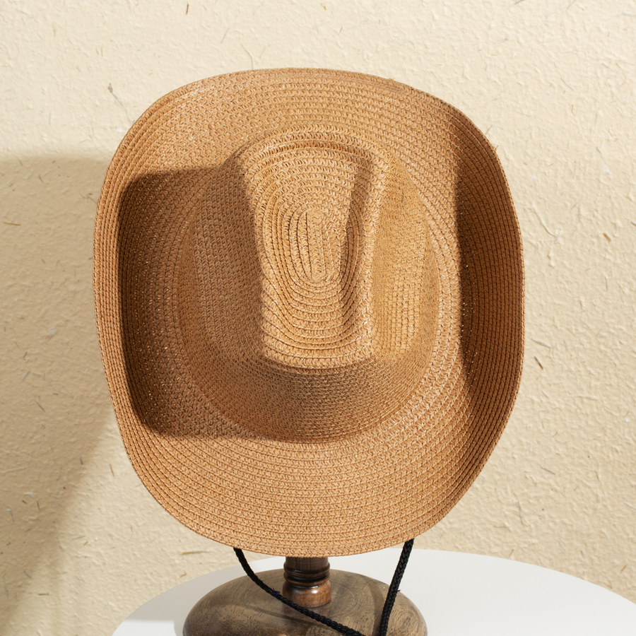 Unisex Casual Solid Color Wide Eaves Straw Hat display picture 8