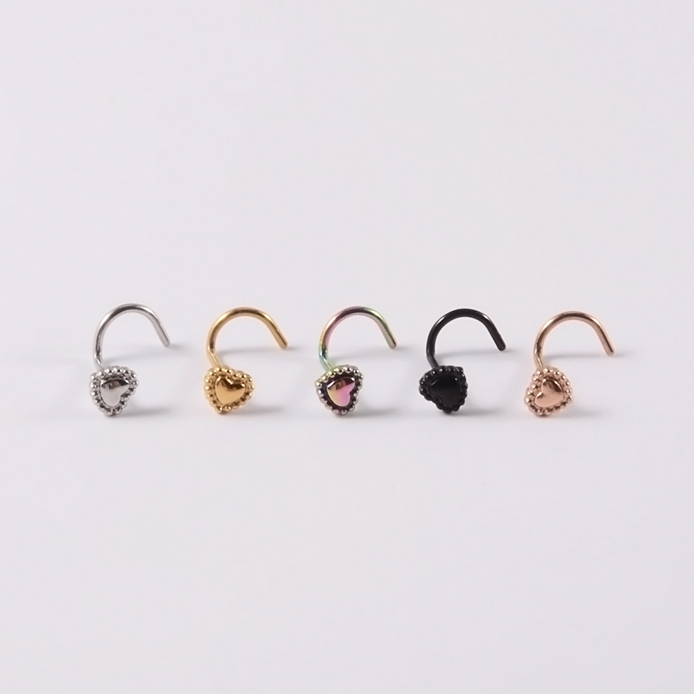 Streetwear Cool Style Heart Shape Stainless Steel Nose Studs display picture 5