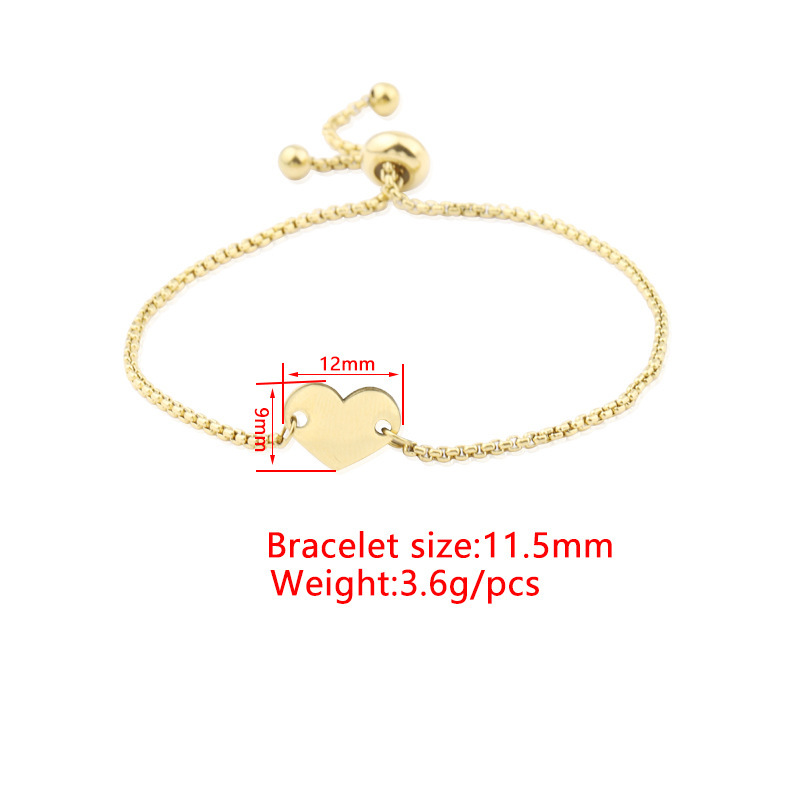 Simple Style Heart Shape Titanium Steel 18K Gold Plated None Bracelets In Bulk display picture 1