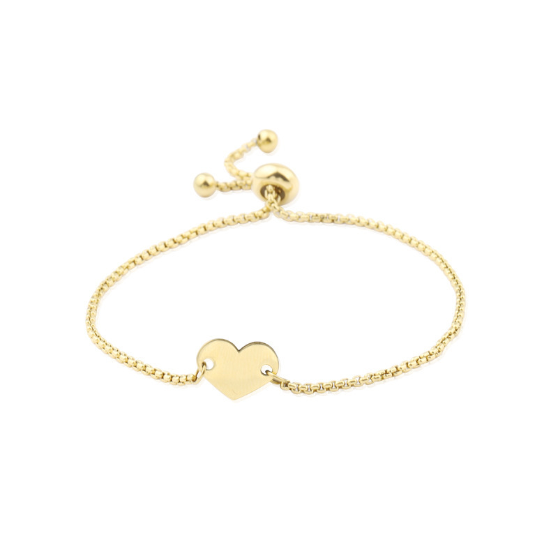 Simple Style Heart Shape Titanium Steel 18K Gold Plated None Bracelets In Bulk display picture 6