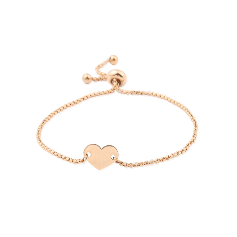 Simple Style Heart Shape Titanium Steel 18K Gold Plated None Bracelets In Bulk display picture 7