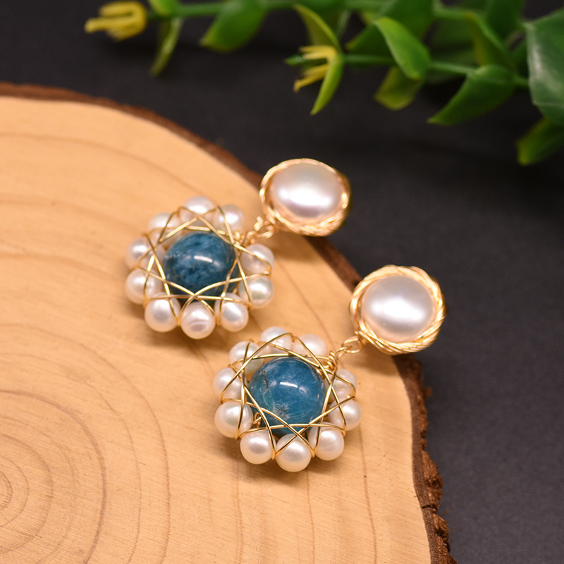 1 Pair Retro Sweet Multicolor Plating Crystal Freshwater Pearl Copper 18k Gold Plated Drop Earrings display picture 4