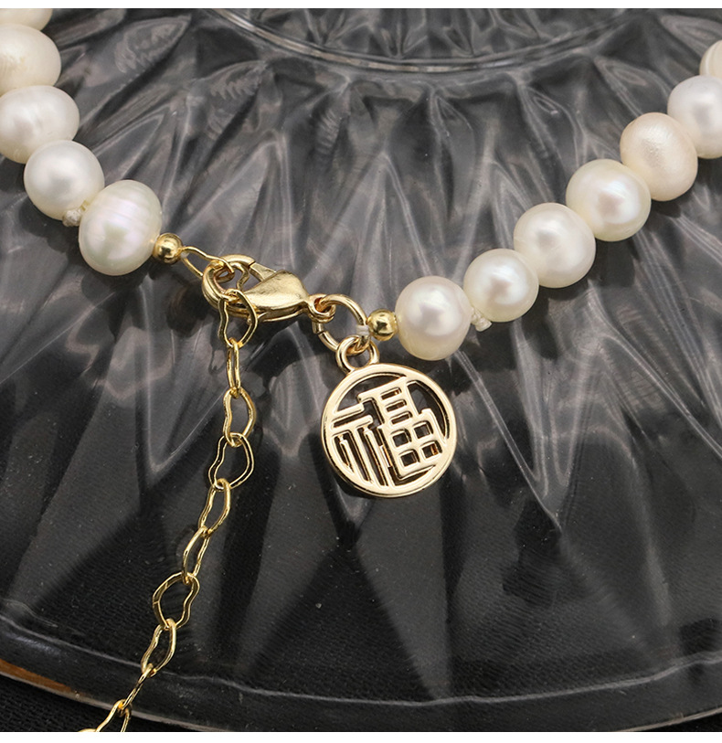 Retro Lady Solid Color Freshwater Pearl Beaded Plating 18k Gold Plated Bracelets display picture 1