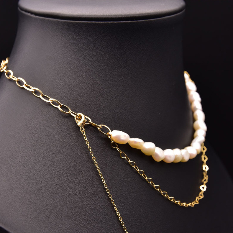 Original Design Geometric Freshwater Pearl Copper Plating 18k Gold Plated Necklace display picture 1