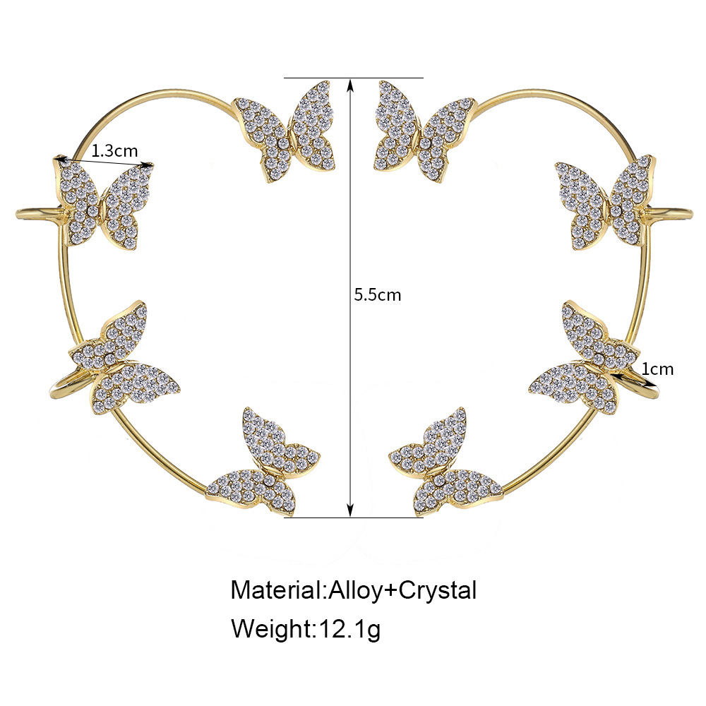 1 Pieza Estilo Clásico Mariposa Enchapado Embutido Aleación Diamantes De Imitación Aretes display picture 9